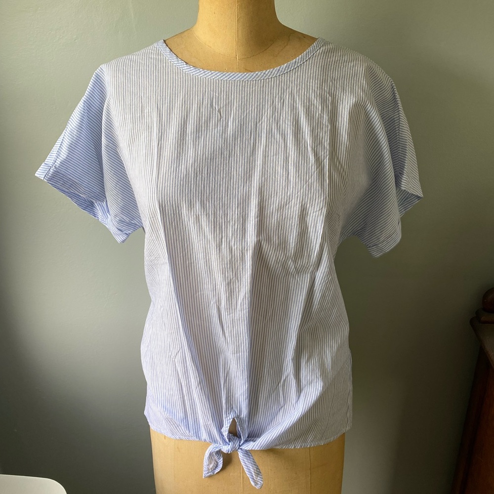 J. Crew Tie Waist Striped Top